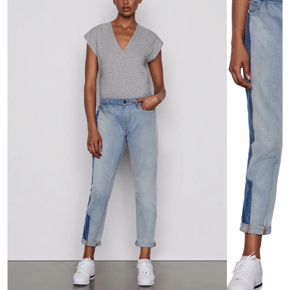 Frame Le Garçon Mid Rise Straight Fit Distressed Unmatched Jeans in size 26 NWT - Picture 4 of 16